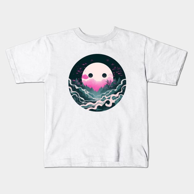 Ghostly Moonrise Kids T-Shirt by pinkskee